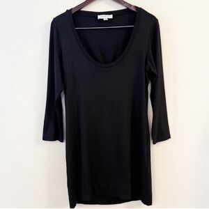 Amour Vert Black Long Sleeve Stretch Lightweight Open Back Shirt Dress Small